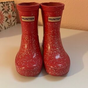 Hunter toddler baby rainboots, pink glitter sparkle UK size 4, US 5